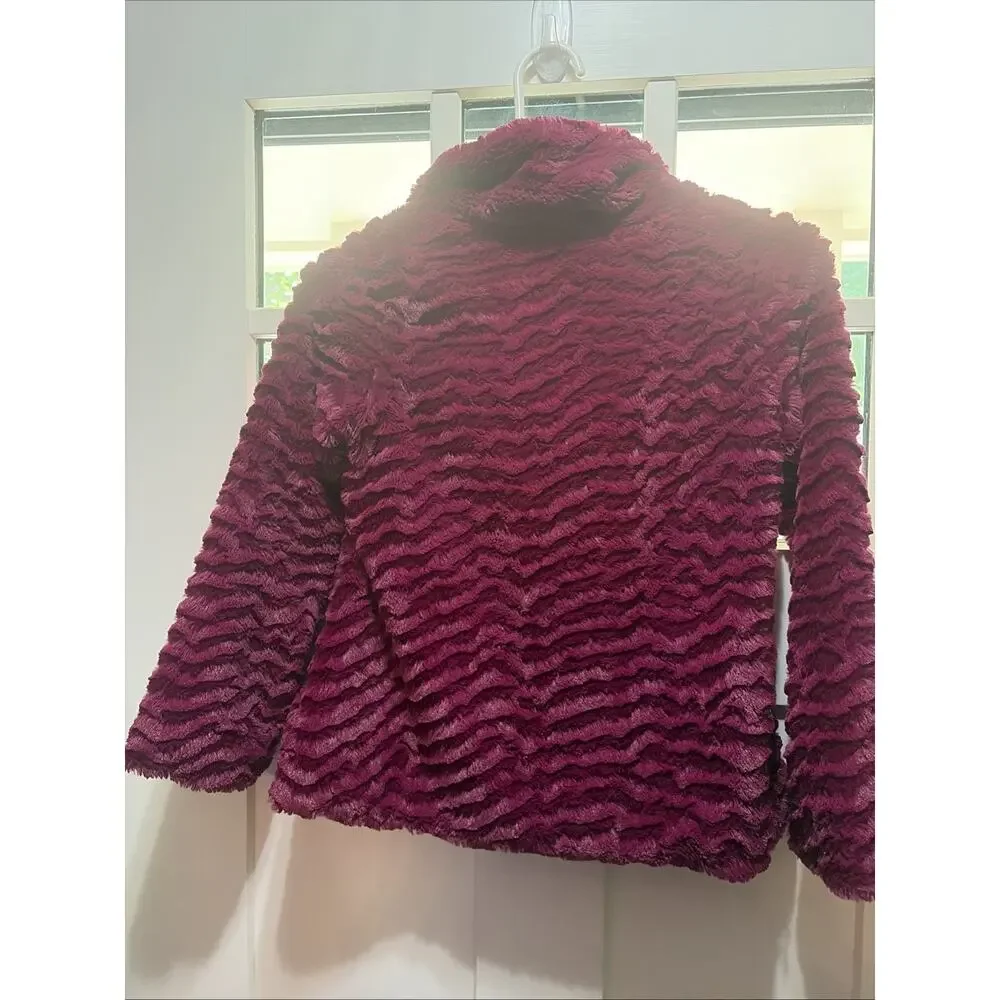Patagonia Girls Youth Pelage Jacket Magenta Faux Fur Jacket Coat Sz 10 EUC